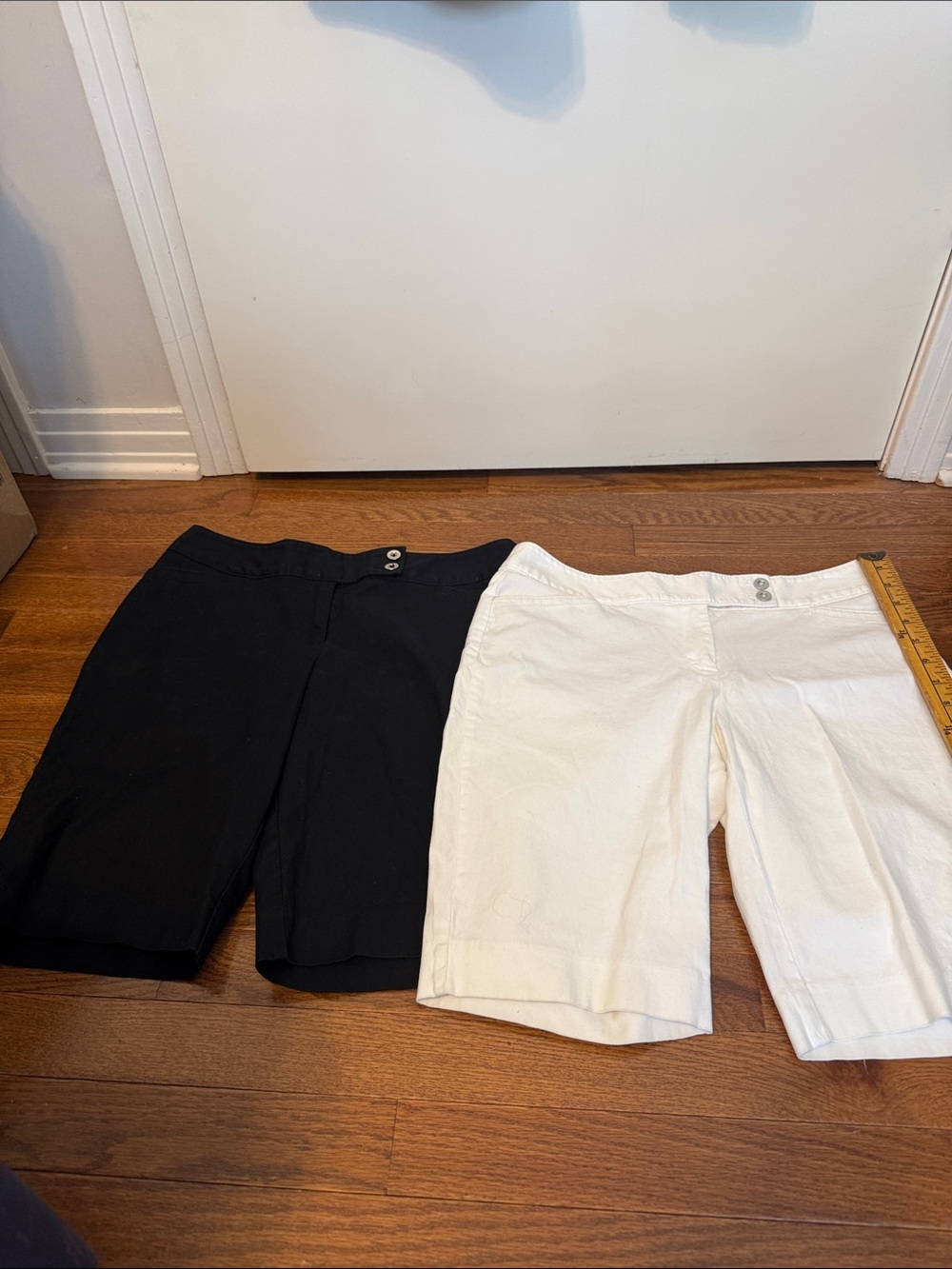 White House Black Market Black and White Bermuda Shorts